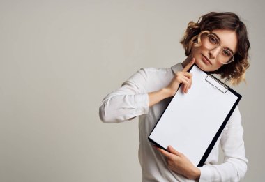 Business Woman Kağıt Dizini Kahve Mekanı Ofisi