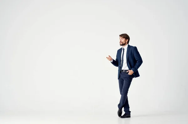 Barbudo homem de negócios emoções bem sucedido feliz chefe — Fotografia de Stock