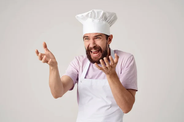 Emotionell Manlig Kock Kök Restaurang — Stockfoto