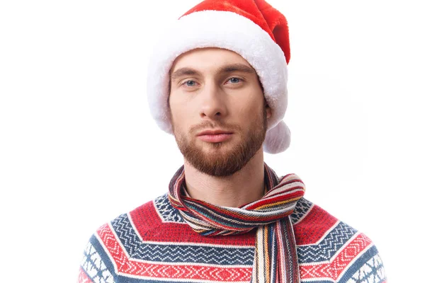 A man in New Years clothes Christmas tree decorations holiday — Stock Photo, Image