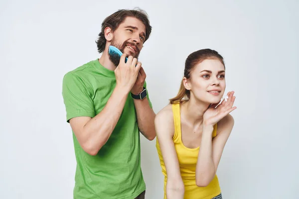 Jong paar zelfzorg ochtend levensstijl — Stockfoto