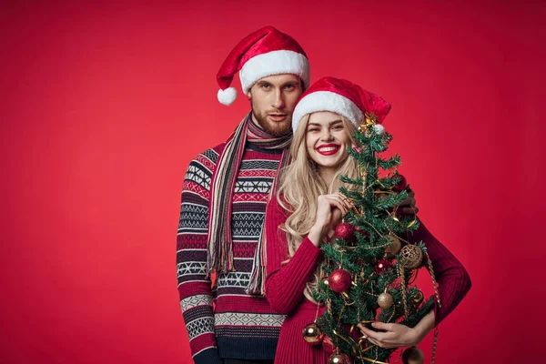 Alegre casal felicidade romance feriado natal — Fotografia de Stock