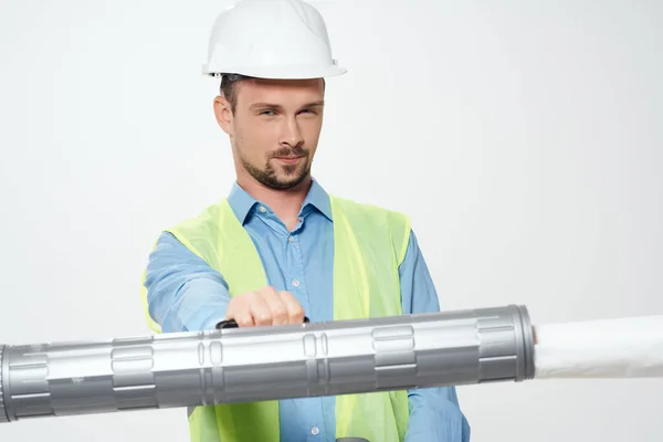 Construtores masculinos construtor de plantas Profissão de trabalho — Fotografia de Stock