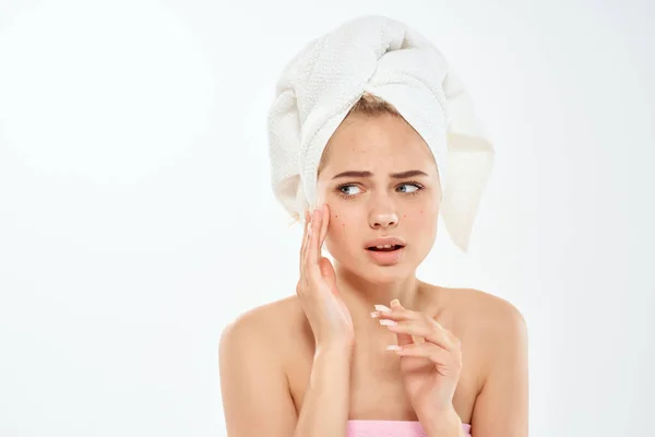 Mulher Com Pele Limpa Dermatologia Foto Alta Qualidade — Fotografia de Stock