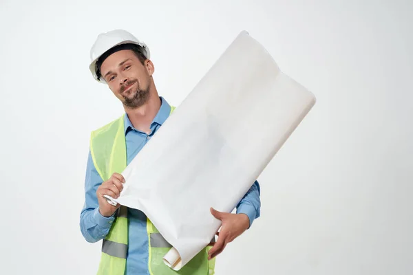 Man in working form construction work isolated background — Stock Photo, Image
