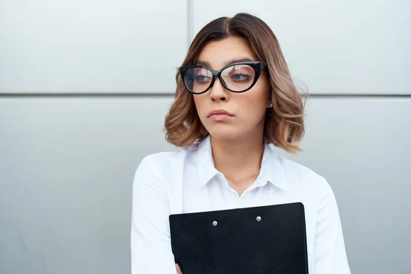 woman in suit outside official job success work isolated background