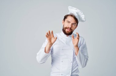 Erkek aşçı üniforması yemek pişirme duyguları soyutlama