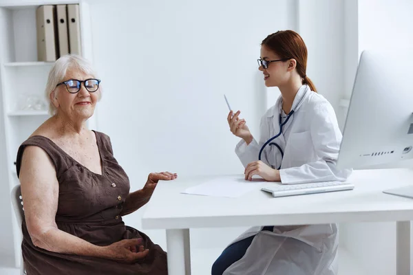 stock image patient communicates with the doctor health care