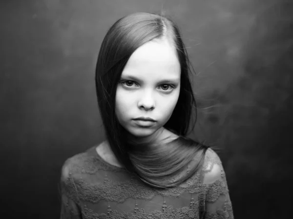 Girl with sad expression face close up studio — Stock Photo, Image