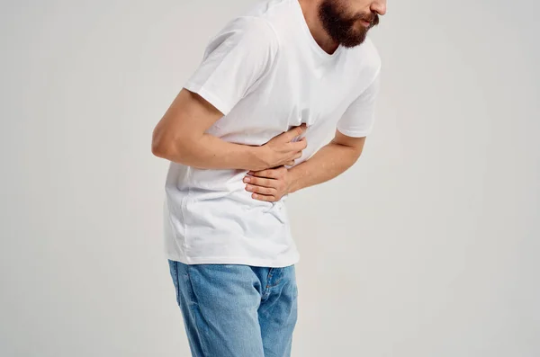 Mann mit Bauchschmerzen Beschwerden Gesundheit Probleme — Stockfoto