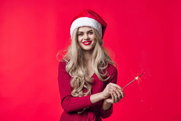 Söt blond flicka i jul kläder glitter semester jul — Stockfoto