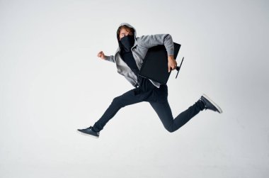 Hacker görünmezlik tekniği soygun güvenlik holigan ışık arka planı