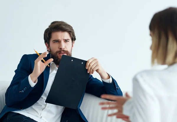 Man and woman interview job psychology — Stock Photo, Image