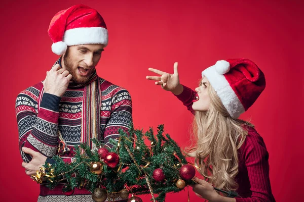 Mann und Frau Silvester Dekoration zusammen Romantik Emotion — Stockfoto