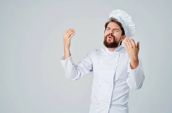 Šéfkuchař kuchyně Práce ruční gesta Profesionální emoce — Stock fotografie