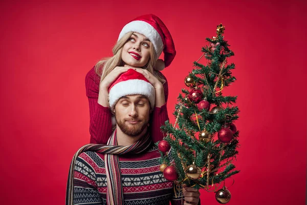 Retrato de homem e mulher férias em família decoração de Natal — Fotografia de Stock