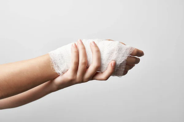 Bandaged arm injury health problems medicine — Stock Photo, Image