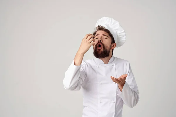 Maschio cuoco cucina Job mano gesti emozioni professionali — Foto Stock