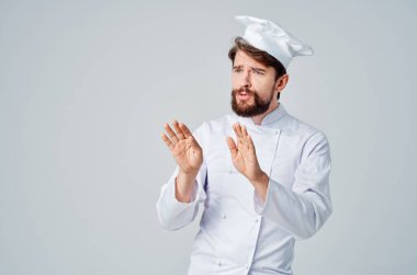 Erkek işçi üniforması mutfak lambası arka planı