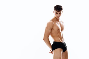 Siyah Külot Giyen Sporcu Çıplak Pasta Yapıcı Vücut Geliştirme Sporu