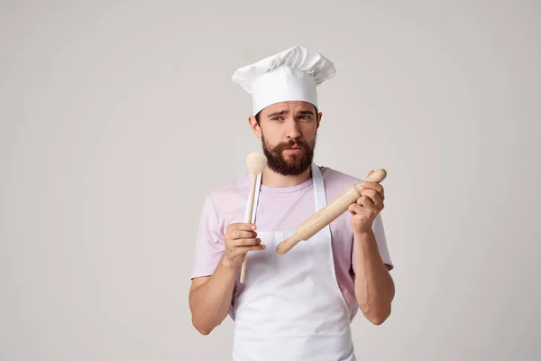 Chef Masculino Com Boné Cabeça Degustando Comida Cozinhando Foto Alta — Fotografia de Stock