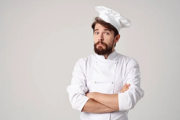 Maschio Chef Uniforme Cucinando Sfondo Isolato Foto Alta Qualità — Foto Stock