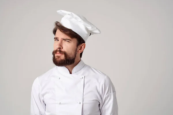 Chef Maschio Uniforme Sfondo Chiaro Foto Alta Qualità — Foto Stock