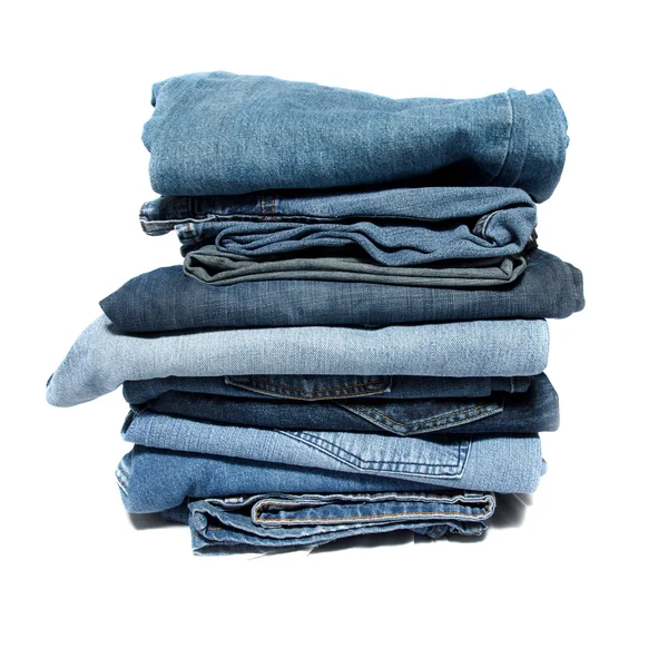 Stapel met jeans — Stockfoto