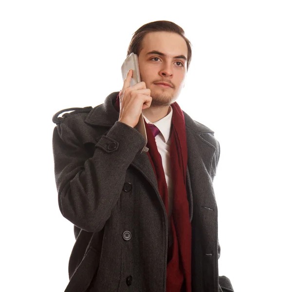 Geschäftsmann hört am Telefon zu — Stockfoto