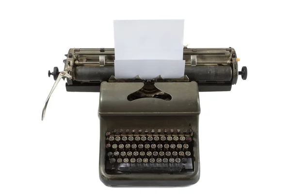 Ancienne machine à écrire et feuille vierge insérée. — Photo