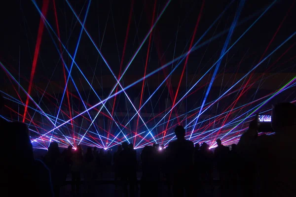 Luzes laser azuis — Fotografia de Stock