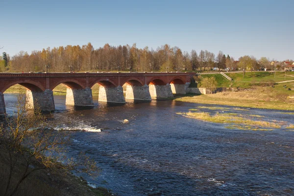 Old brick bridge in Kuldiga, Latva — Stock Photo, Image