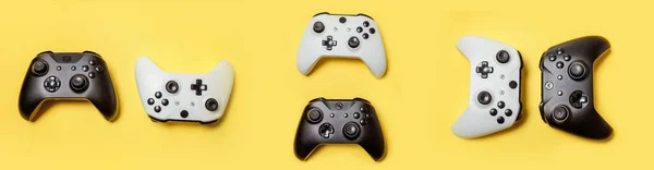 Blanco Negro Muchos Joystick Gamepad Consola Juegos Aislado Sobre Fondo — Foto de Stock