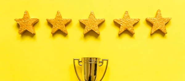 Simply Flat Lay Design Winner Champion Gold Trophy Cup Stars — Stock Photo, Image