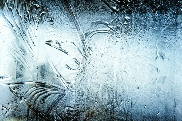 Frozen Winter Window Shiny Ice Frost Pattern Texture Christmas Wonder — Stock Photo, Image