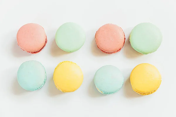 Doce Amêndoa Pastel Colorido Rosa Azul Amarelo Macaron Verde Bolo — Fotografia de Stock