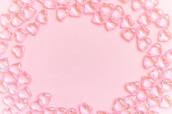 Conceito Dia São Valentim Muitos Corações Rosa Isolado Fundo Pastel — Fotografia de Stock