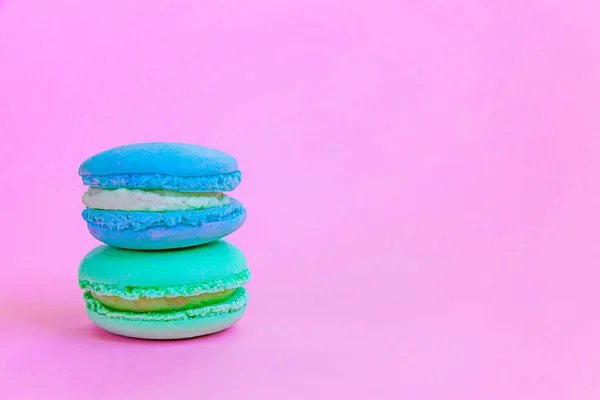 Tarte Dessert Aux Amandes Douces Colorées Macaron Bleu Vert Licorne — Photo