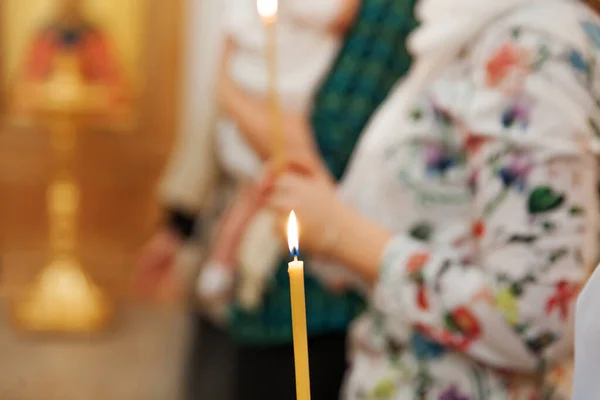 Chiesa Ortodossa Cristianesimo Decorazione Interni Festiva Con Candele Accese Icona — Foto Stock