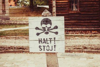 Polonya 'daki Auschwitz-Birkenau Nazi toplama kampı müzesi. Auschwitz Oswiecim II. Dünya Savaşı ve Yahudi Soykırımı sırasında işgal altındaki Polonya 'daki Yahudi hapishanesi