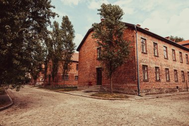 Polonya 'daki Auschwitz-Birkenau Nazi toplama kampı müzesi. Auschwitz Oswiecim II. Dünya Savaşı ve Yahudi Soykırımı sırasında işgal altındaki Polonya 'daki Yahudi hapishanesi