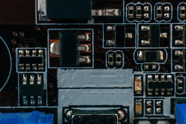 电路板修理 电子五金现代技术 主板数字个人计算机芯片 技术科学背景 集成通信处理器 信息工程部分 — 图库照片