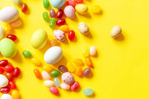 Happy Easter Concept Preparation Holiday Easter Candy Chocolate Eggs Jellybean — Stock Photo, Image