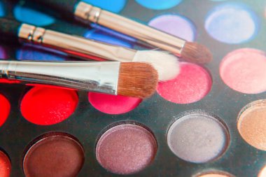 Makeup tools eyeshadow palette and brushes