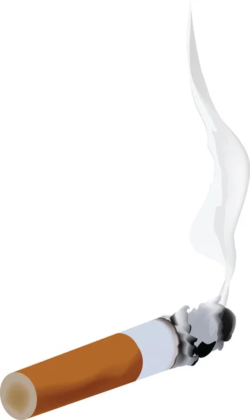 Cigarrillo con humo encendido — Vector de stock