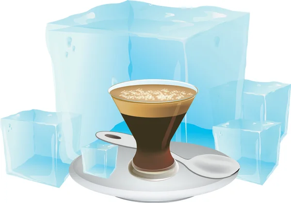 Bebida de café frio em vidro —  Vetores de Stock