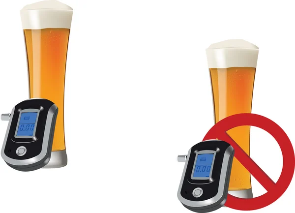 Wskaźnik koncentracji alkoholu ze szklanką piwa — Wektor stockowy