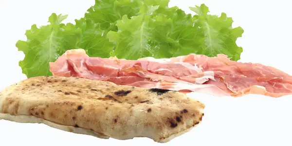 Pane Pizza Arrosto Con Fette Prosciutto Crudo — Foto Stock