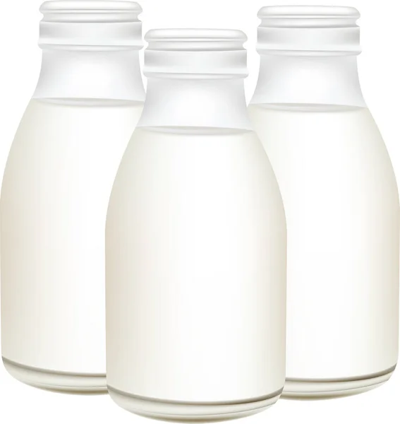 Відкрита Скляна Пляшка Містить Пастеризоване Молоко — стоковий вектор
