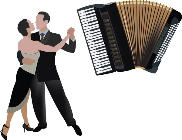 Para Tancerzy Tango Akordeonem — Wektor stockowy